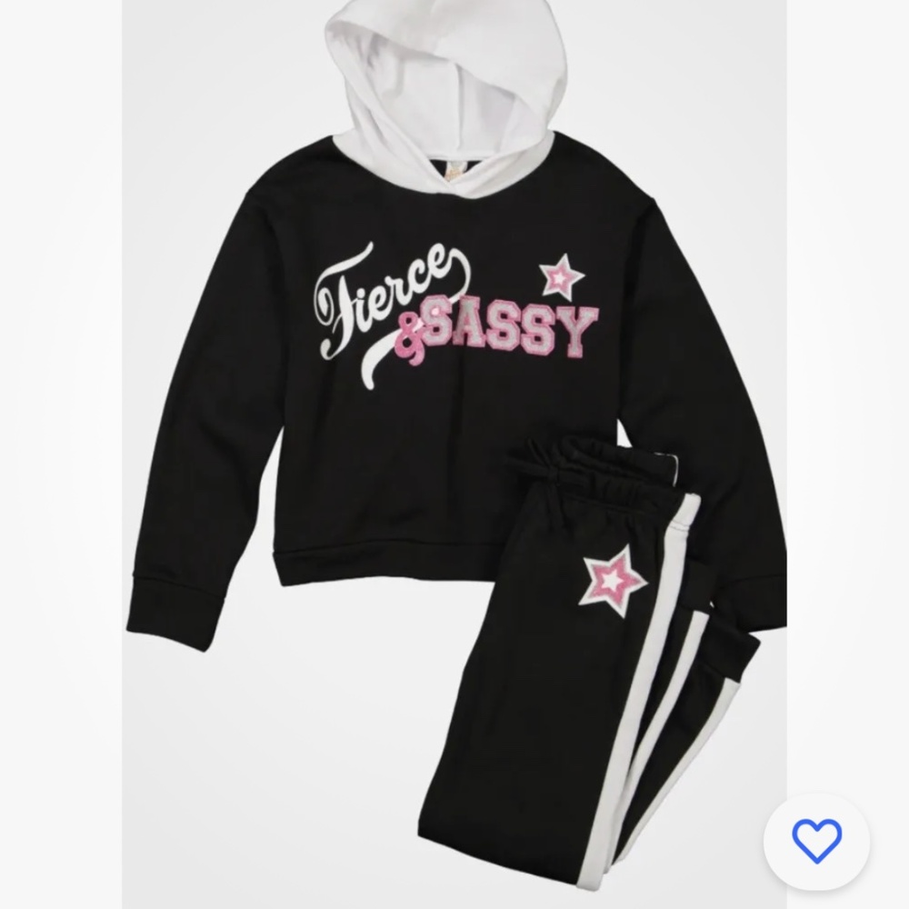 Sweet Butterfly Black Fierce and Sassy Fleece Hoodie & Jogger Set 6X NEW